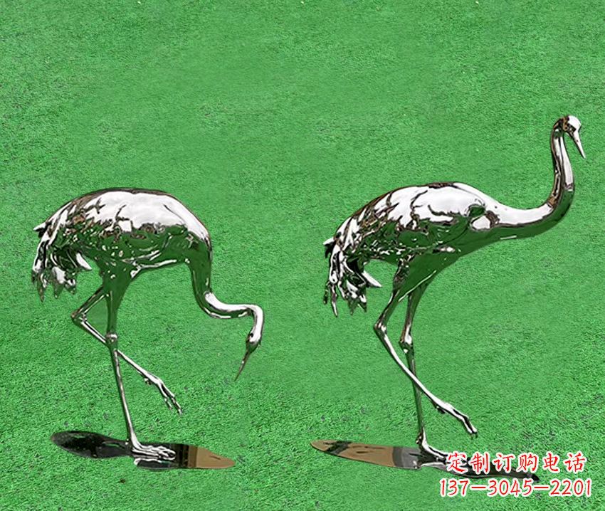 南京精美镜面不锈钢动物鹤雕塑