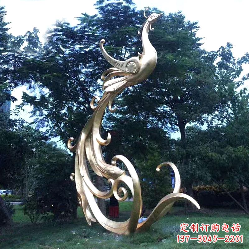 南京精美镜面不锈钢凤凰雕塑
