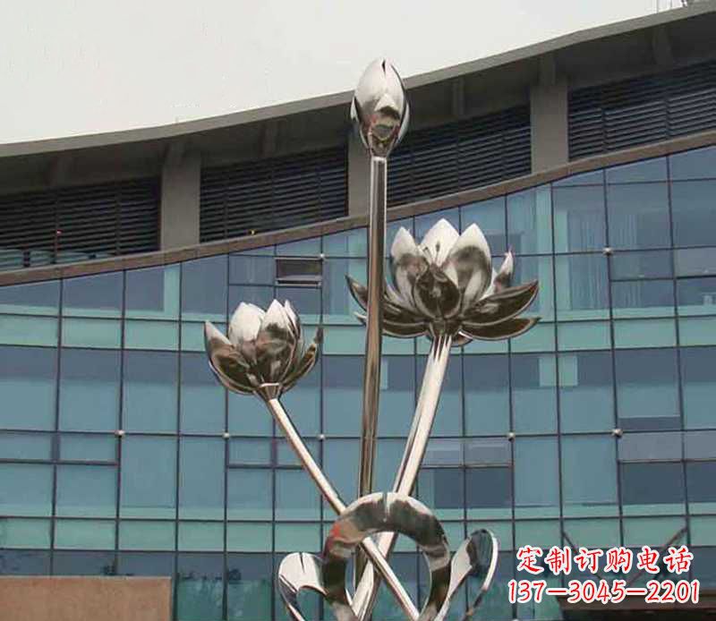 南京优质镜面不锈钢荷花塑像