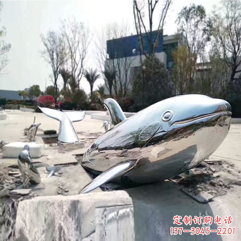 南京奇特美观的镜面不锈钢鲸鱼雕塑
