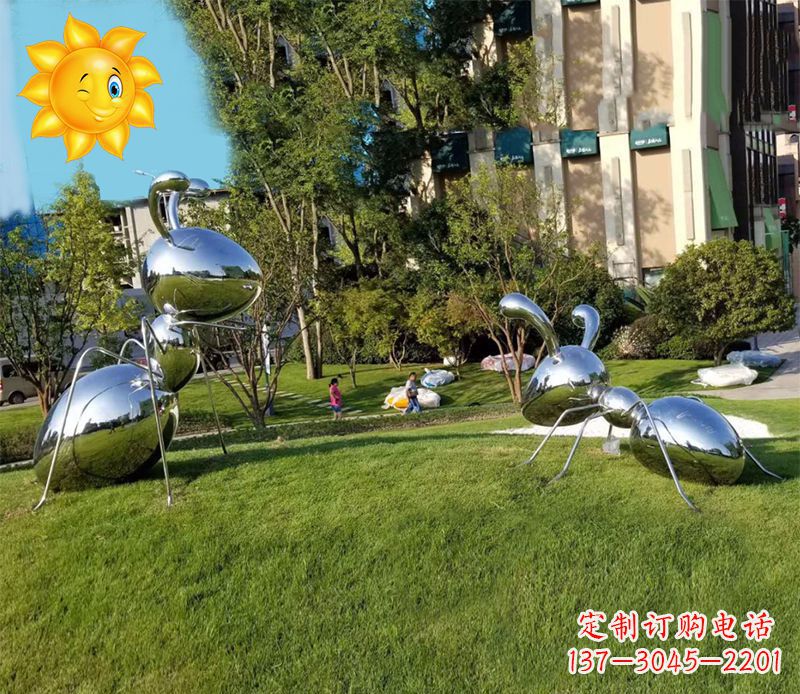 南京优质镜面不锈钢蚂蚁雕塑