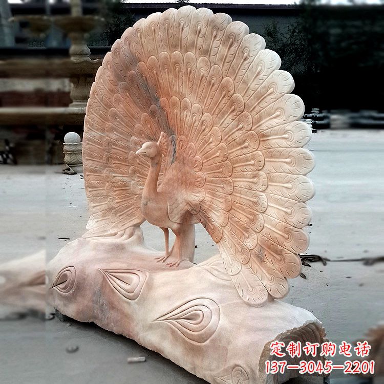 南京艺术精美的孔雀石红雕塑