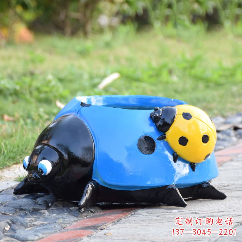 南京蓝色玻璃钢七星瓢虫花盆