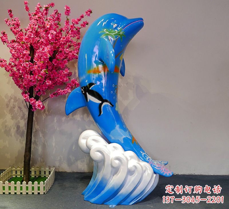 南京蓝色海豚彩绘雕塑,装点您的园林景观