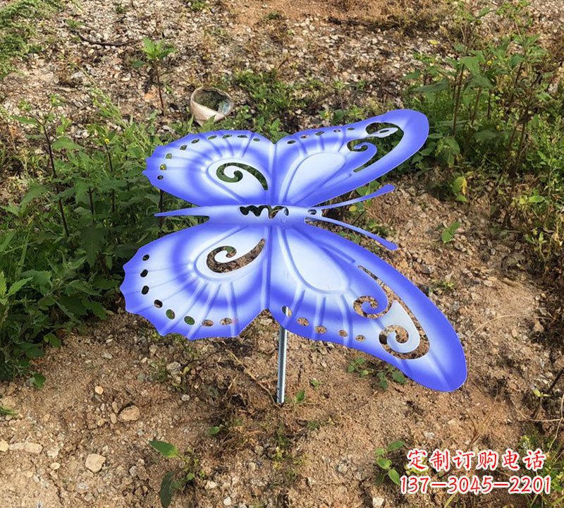 南京蓝紫色不锈钢蝴蝶雕塑