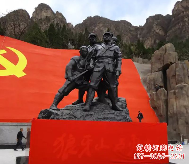 南京狼牙山五壮士烈士铜雕,永载革命先烈光辉