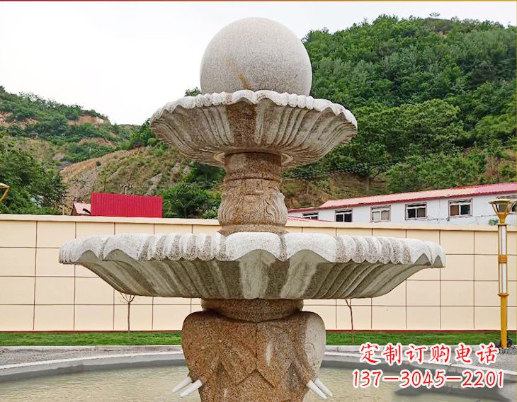 南京精致莲花石雕喷泉,添点艺术气息
