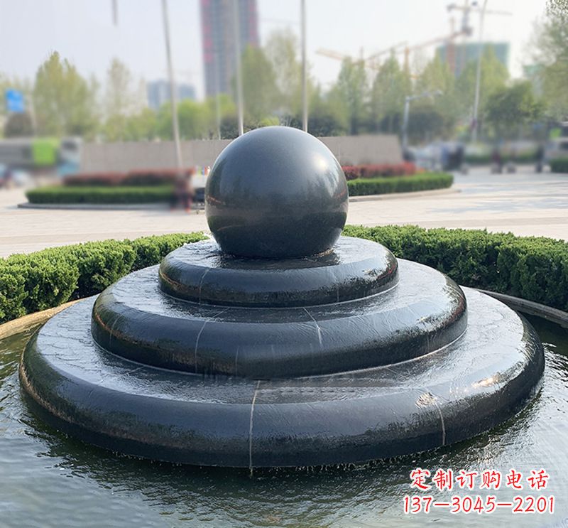 南京临沂石雕风水球喷泉,雕塑定制专属于您