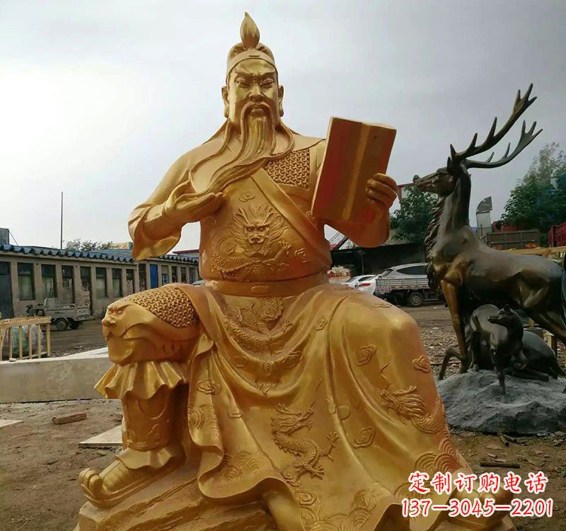 南京鎏金关公铜雕塑,历久弥新