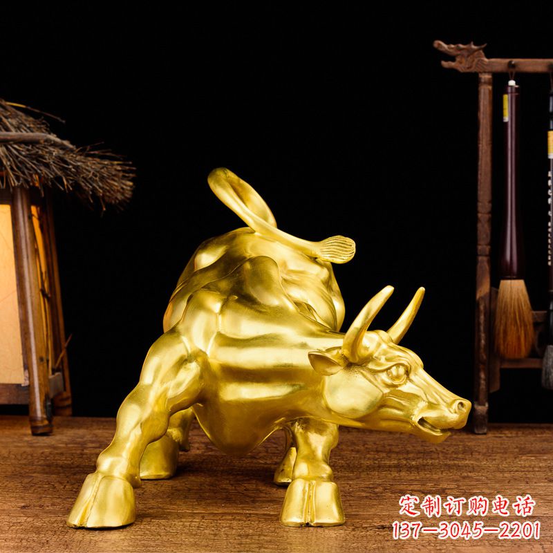 南京鎏金华尔街铜牛生肖动物雕塑