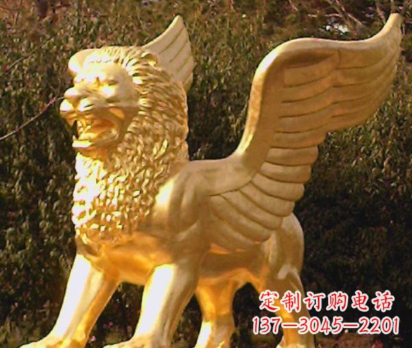 南京鎏金西洋狮子飞狮铜雕,尊贵非凡