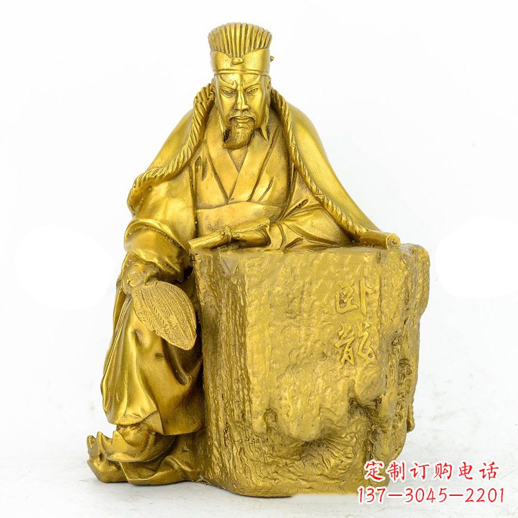 南京精致细腻的诸葛亮鎏金雕塑