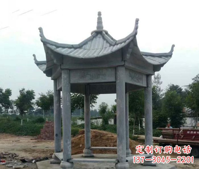 南京六角石雕凉亭 (4)