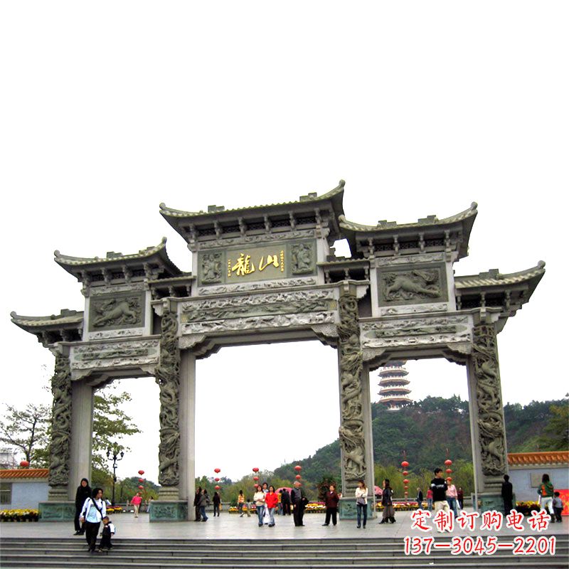 南京龙山景区大型石头雕塑牌楼,定制之选