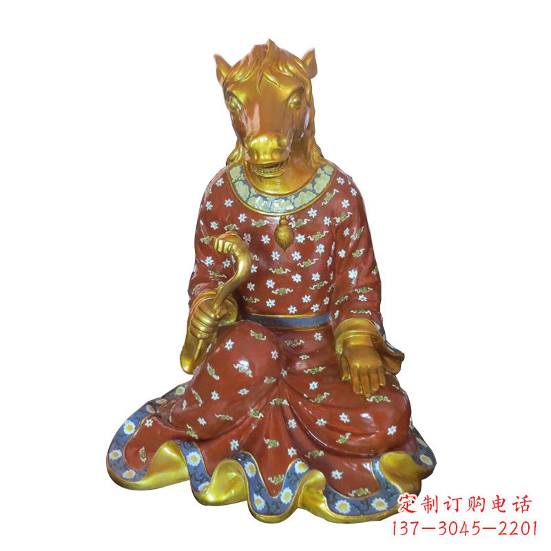 南京马-玻璃钢彩绘生肖雕塑
