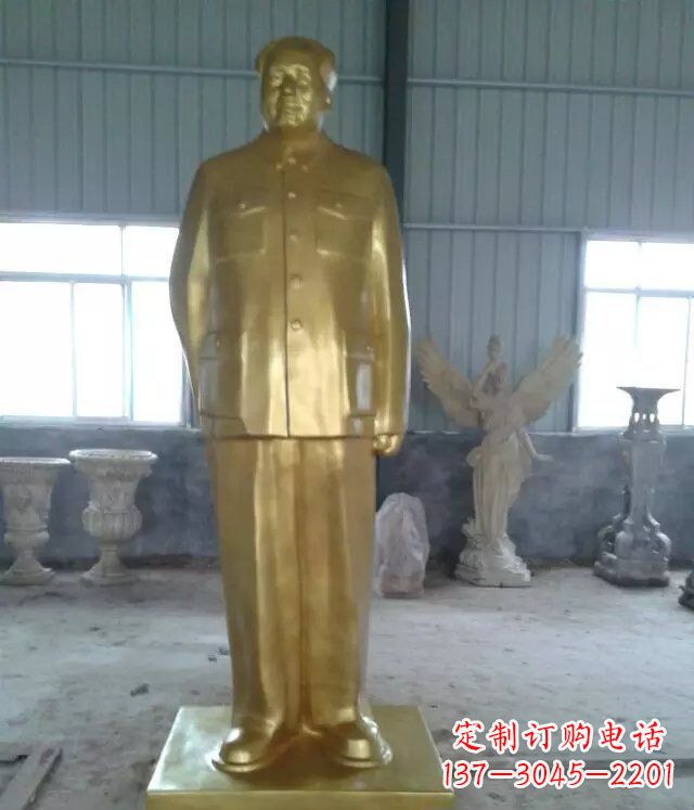 南京毛主席玻璃钢仿铜人物雕塑_1
