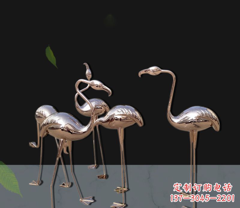 南京玫瑰金不锈钢火烈鸟雕塑，艺术品的魅力