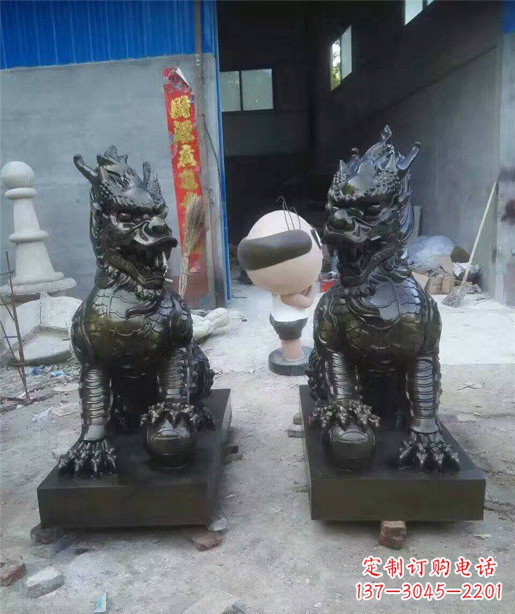 南京中领雕塑——神兽铜雕麒麟护持您的门口