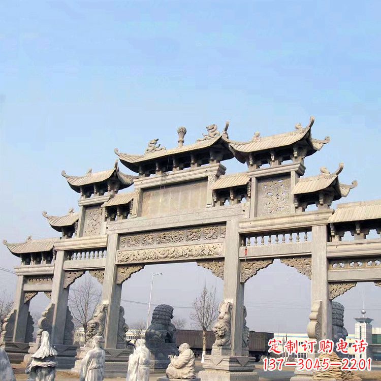南京精美牌坊石雕造型精致大气