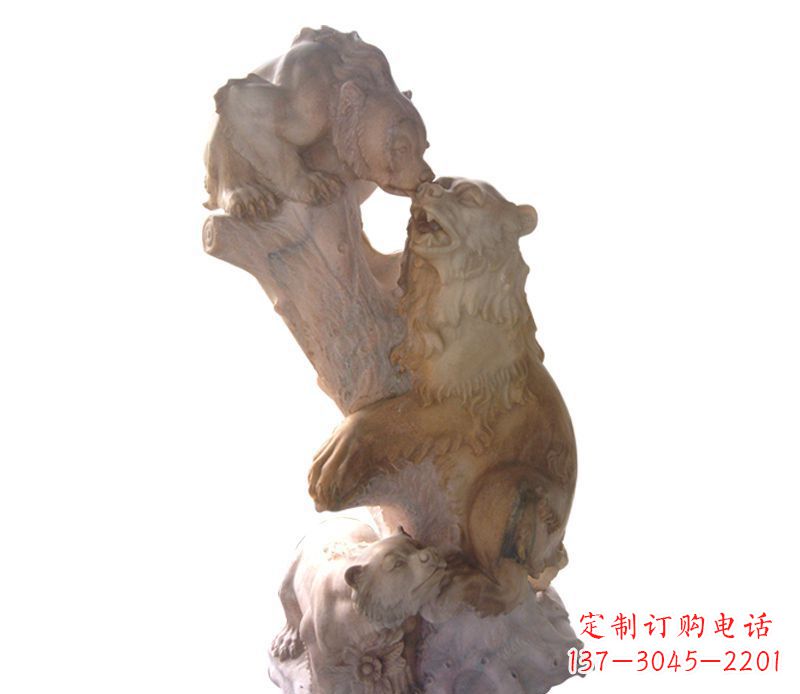 南京母子狗熊石雕公园动物雕塑