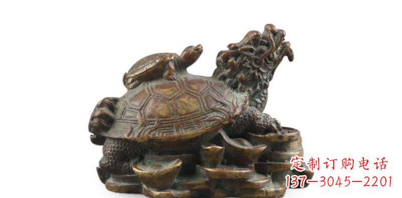 南京雕塑非凡,铜雕龙龟母子精美