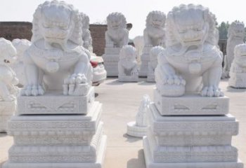 南京汉白玉看门狮子雕塑