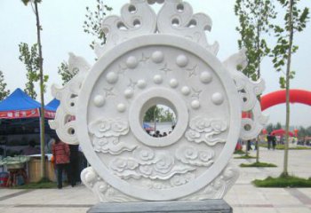 南京精雕细琢汉白玉双龙石门墩雕塑