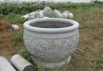 南京荷花花盆公园景观石雕，千般美妙一览无余
