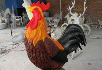 南京辽宁玻璃钢仿真公鸡雕塑，为现代空间增添生机