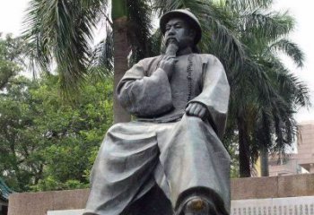 南京精美静谧——林则徐坐姿铜雕塑