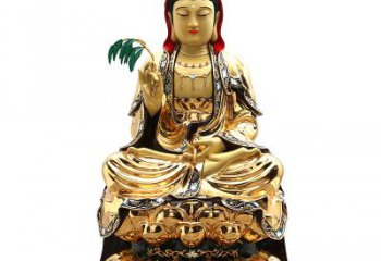 南京精美鎏金莲花观音纯铜佛像雕塑