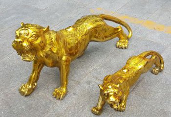 南京鎏金老虎，铜雕工艺精美