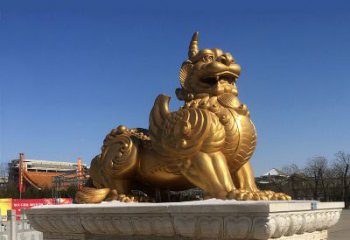 南京鎏金铜獬豸雕塑-给您的园林更多灵魂