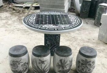 南京精美梅兰竹菊形石桌凳，无与伦比的艺术美感
