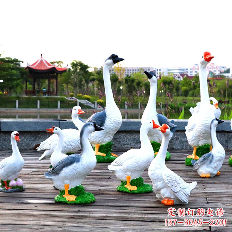南京农场户外草地水景天鹅动物雕塑摆件