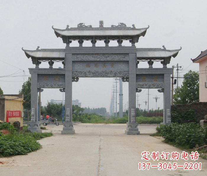 南京艺术雕塑牌坊精美装饰农村的美丽