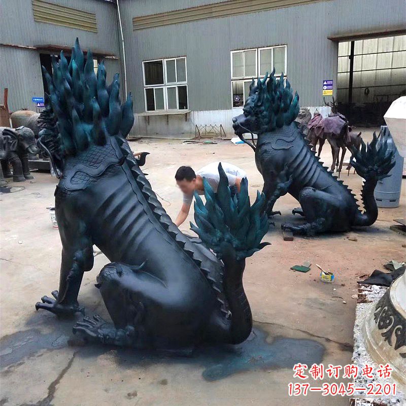 南京喷漆麒麟铜雕