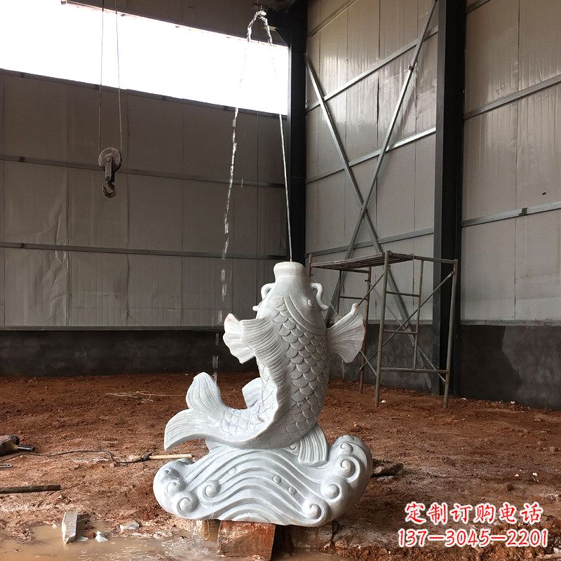 南京汉白玉石鲤鱼雕塑,让你的梦想成真!