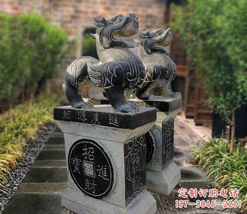 南京貔貅石雕小区看门雕塑
