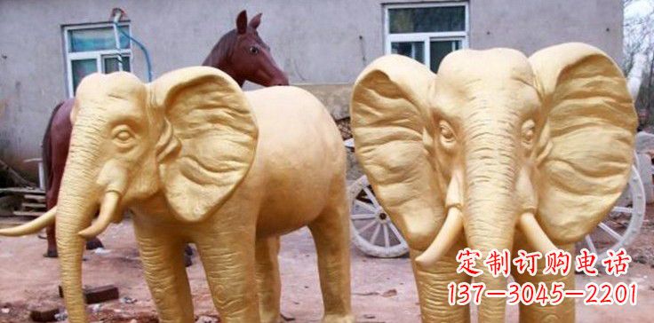 南京漆金巨型大象雕塑,由中领雕塑厂家定制制作…