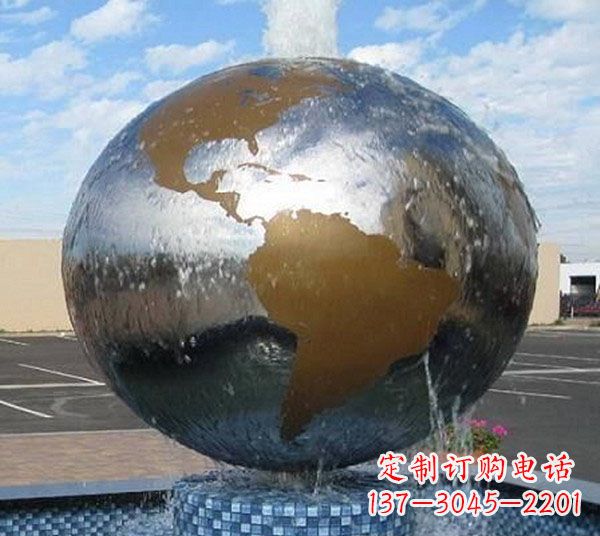 南京企业不锈钢地球喷泉雕塑