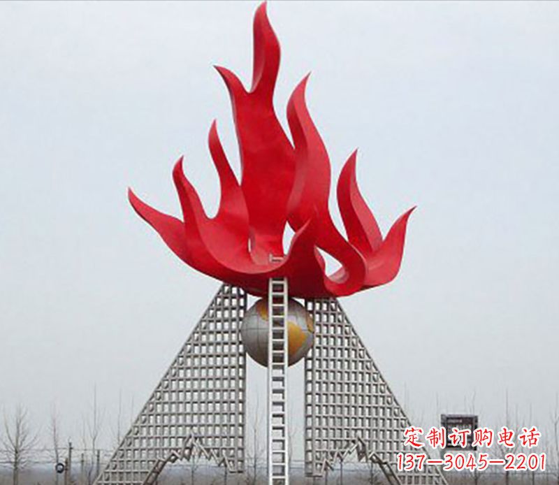 南京金色火苗-优雅华贵的不锈钢景观雕塑