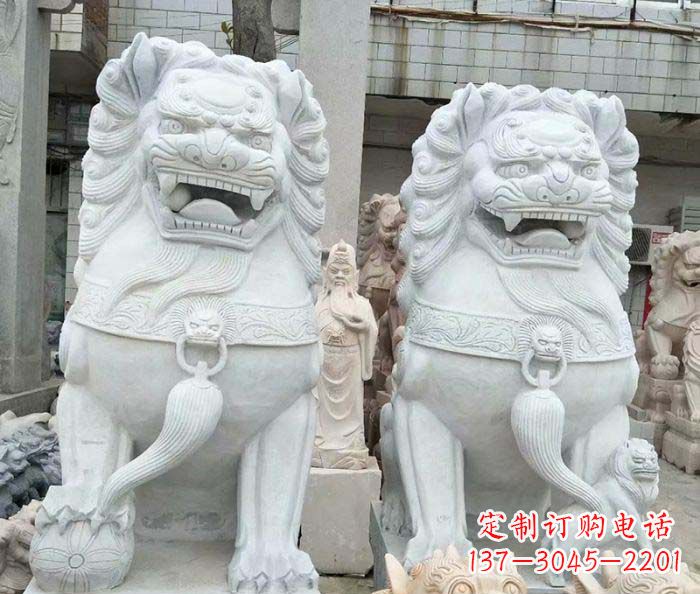 南京企业景观大理石狮子石雕 (3)