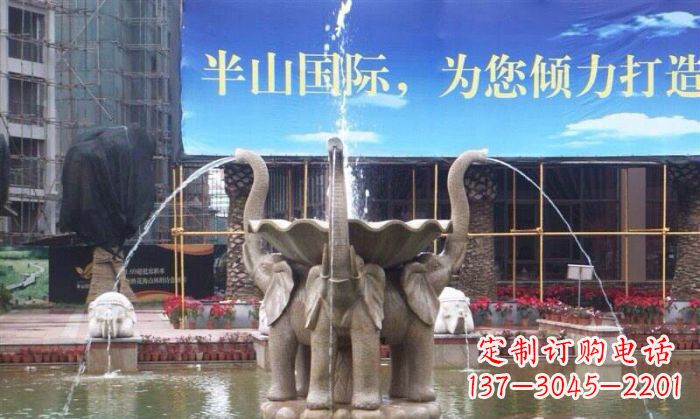 南京室内外精美小象喷泉石雕