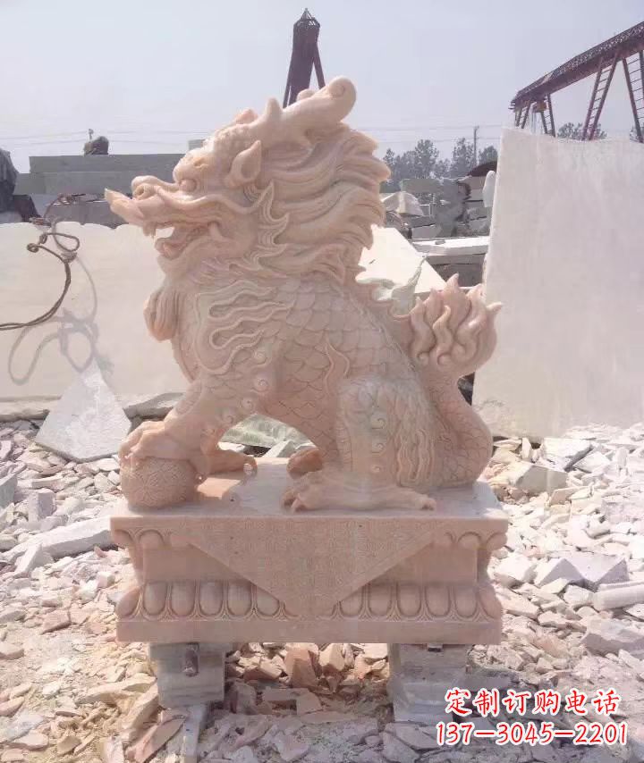 南京企业酒店门口镇宅招财麒麟石雕
