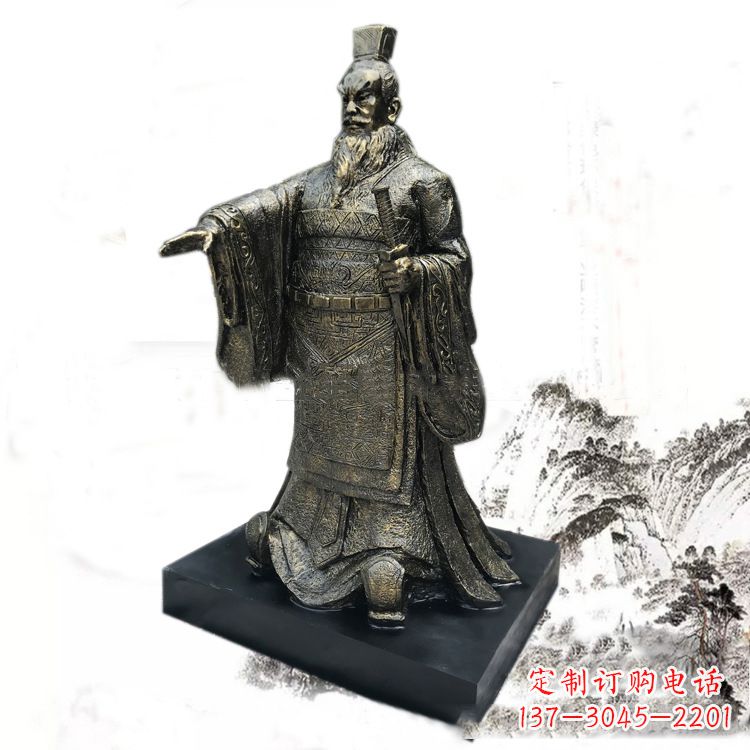 南京精美秦始皇玻璃钢仿铜雕塑