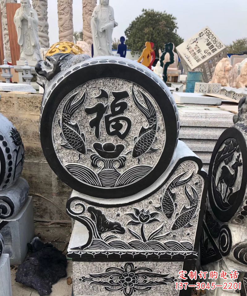 南京高雅精致的青石仿古门墩雕塑