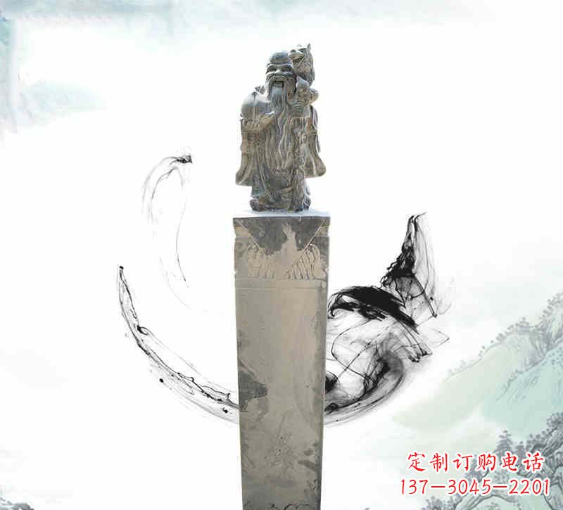 南京青石仿古老寿星拴马柱
