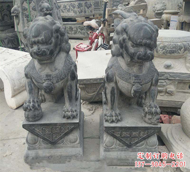 南京传承传统,精致青石狮子雕塑