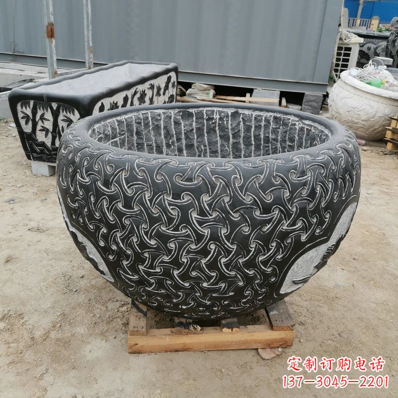 南京青石复古风花盆雕塑